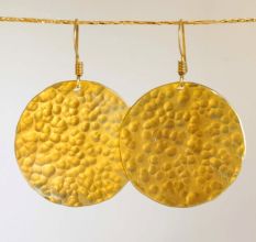 Hammered Round Dangle earring, Brass handmade jewelry, Wholesale jewelry